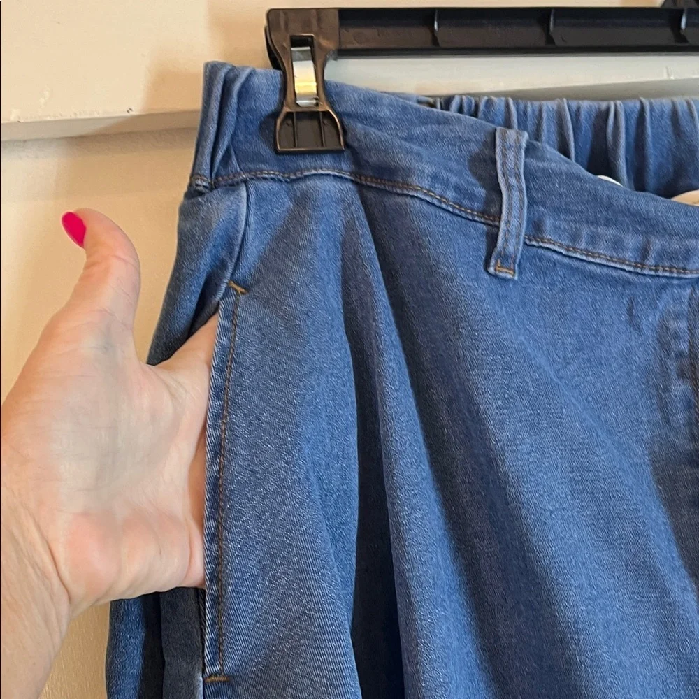 Belle Poque NWT Classic Blue Full A-Line Denim Skirt with pockets SZ L